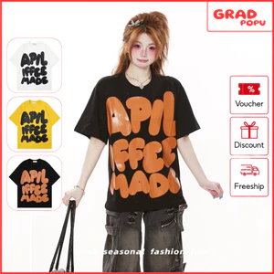 Áo phông nữ GRADPOPU dáng rộng thiết kế độc lạ in chữ lớn style nổi bật chào hè 2026 AN275
