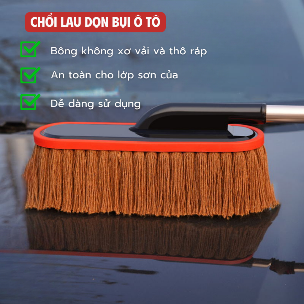 Chổi Lau Bụi Ô Tô Cao Cấp Sợi Siêu Mềm Không Xước Sơn, Dùng Lau Xe Lau Nhà Nhanh Sạch