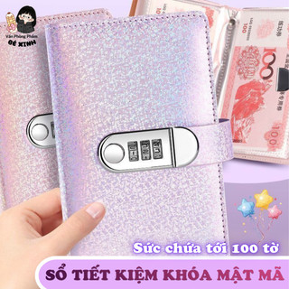 Sổ Tiết Kiệm Đựng Tiền Lấp Lánh – Sổ Đựng Tiền Cá Nhân, Chứa 100 Tờ, Khóa Số An Toàn
