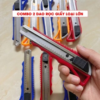 Combo 2 Dao Rọc Giấy, Dao Cắt Giấy Loại Lớn Thay Lưỡi Được, Dao Rọc Giấy, Hộp, Bao Bì Carton