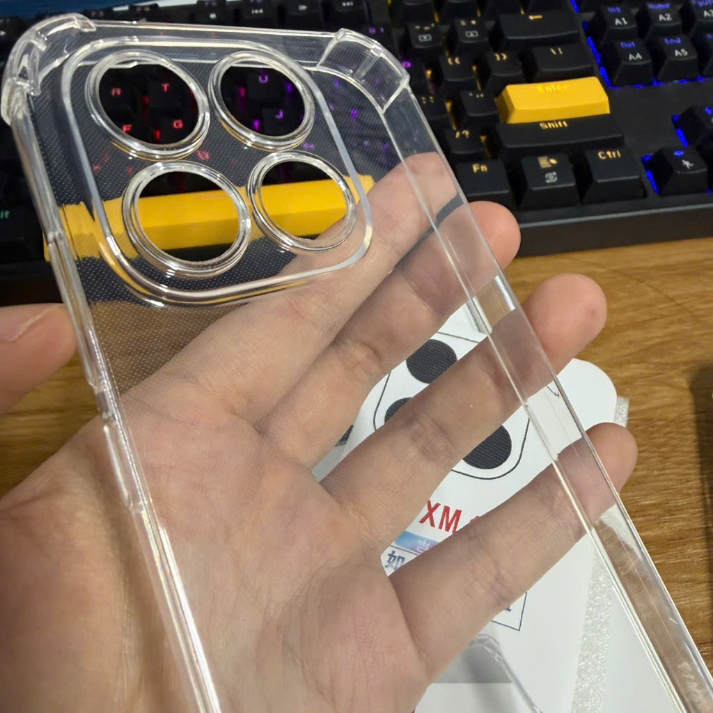 Ốp lưng Xiaomi 17 Pro Max, 17 Pro, 17 5G trong suốt viền vuông bảo vệ cam vỏ bao điện thoại bibi