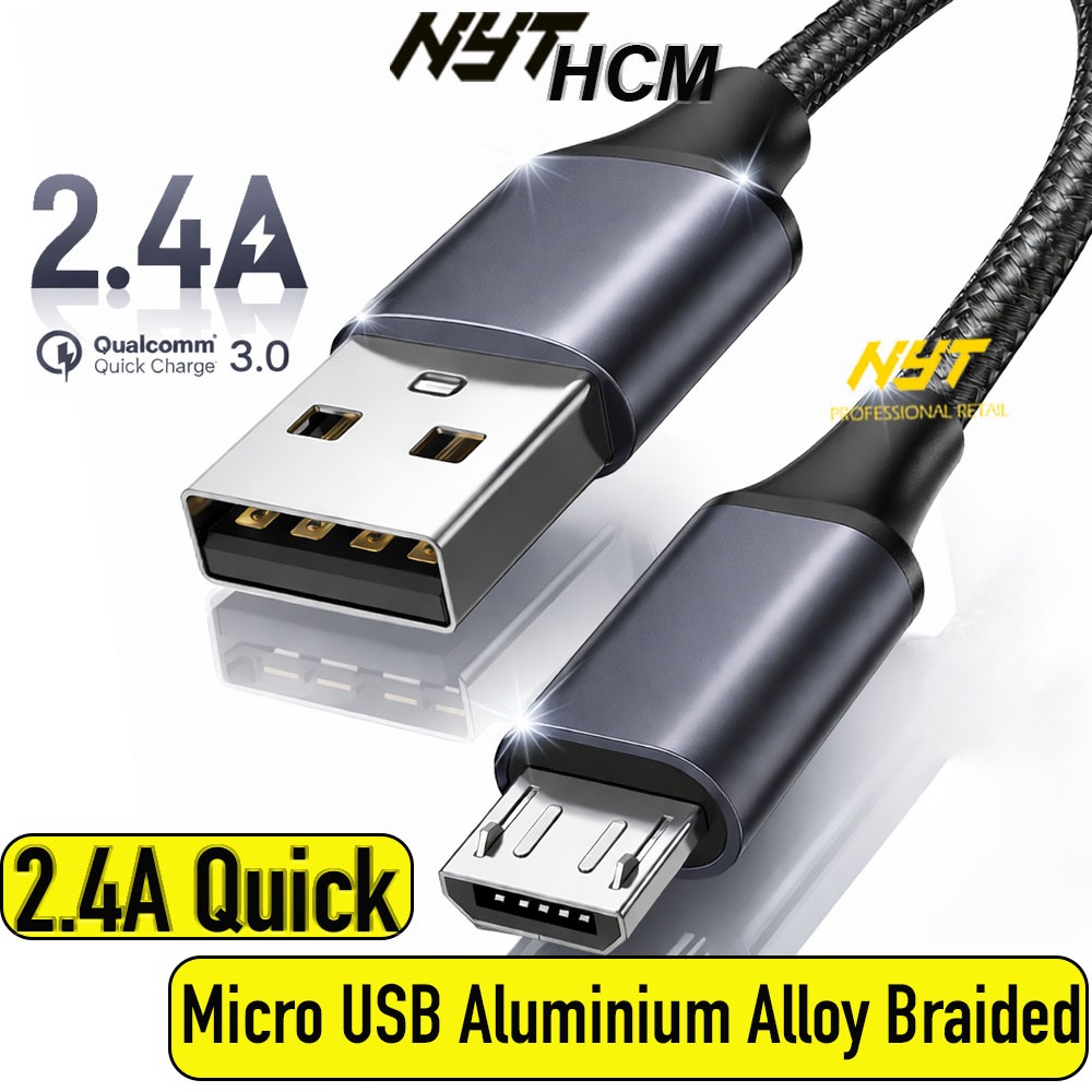 Cáp Sạc Micro USB Full Aluminium Alloy Braided Cao Cấp Dùng Cho Thiết ...