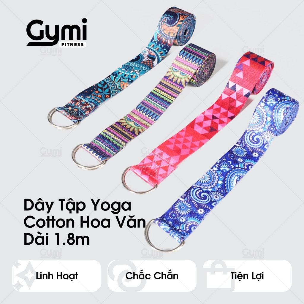 Dây Tập Yoga Cotton Dài 1.8m In Họa Tiết Hoa Văn Thổ Cẩm - Hỗ Trợ Tập Yoga - DayYoga1m8-HoaVan