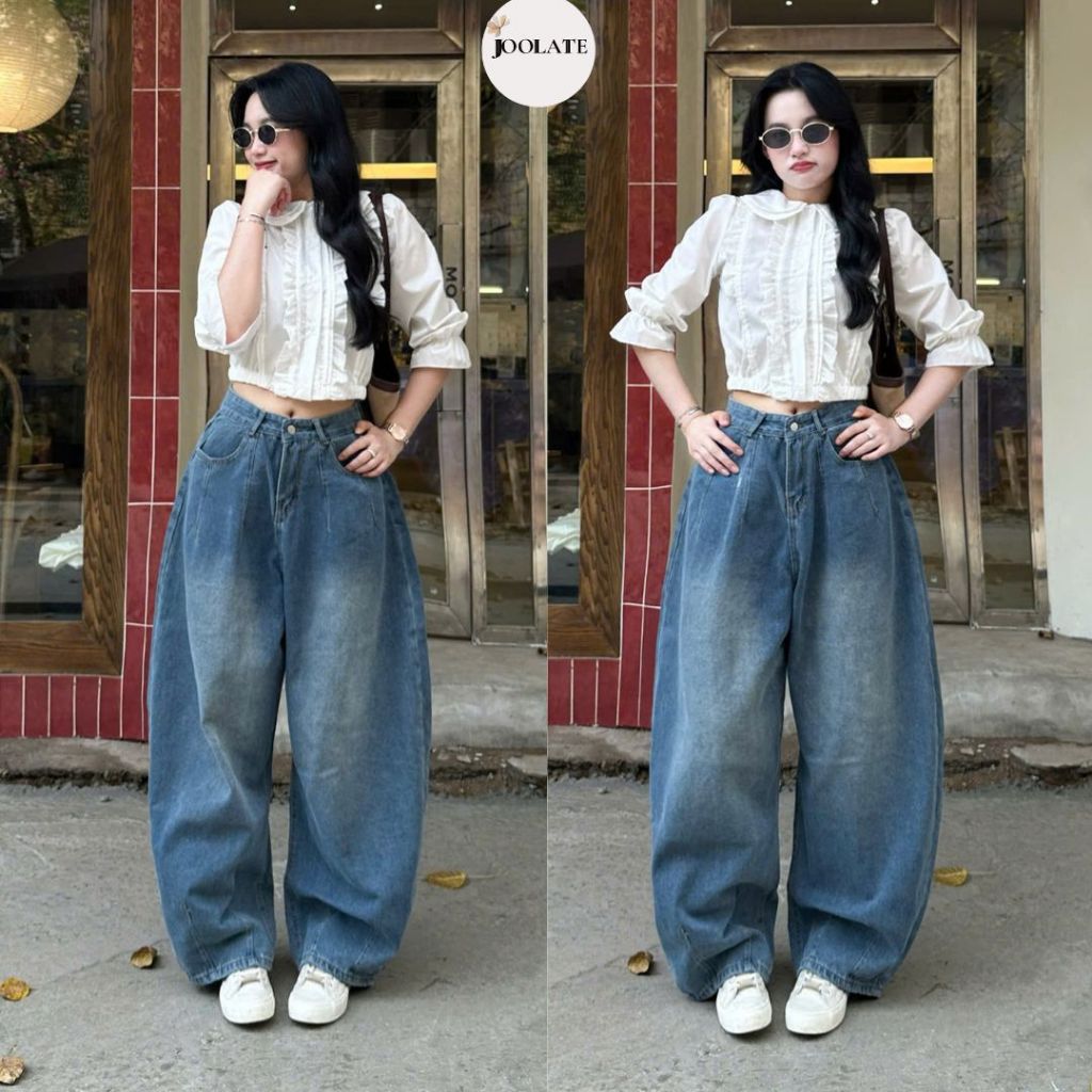 Quần Jeans Ống Cong Hottrend Phom Unisex Joolate _Quần jeans ống cong form rộng nam nữ phong cách bom màu wash retro