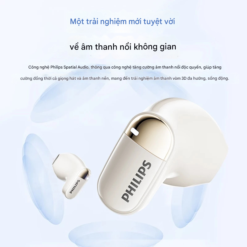 Tai nghe bluetooth Philips TAT2169 màng loa 13mm, kết nối 10m, bluetooth 5.4, giảm ồn AI