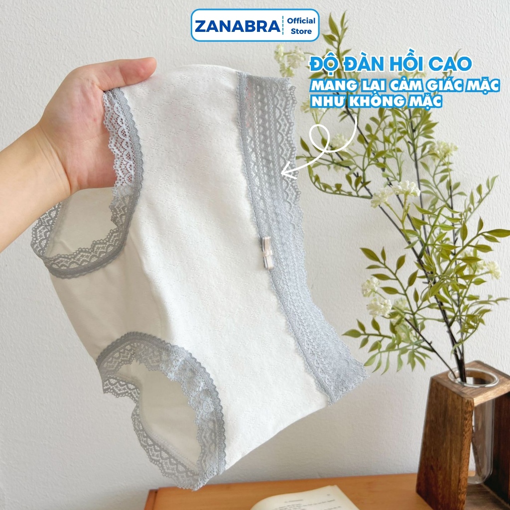 Quần Lót Nữ Cạp Cao Cotton Co Giãn – Quần Chip Nữ Viền Ren Thoáng Mát ZANABRA L5509