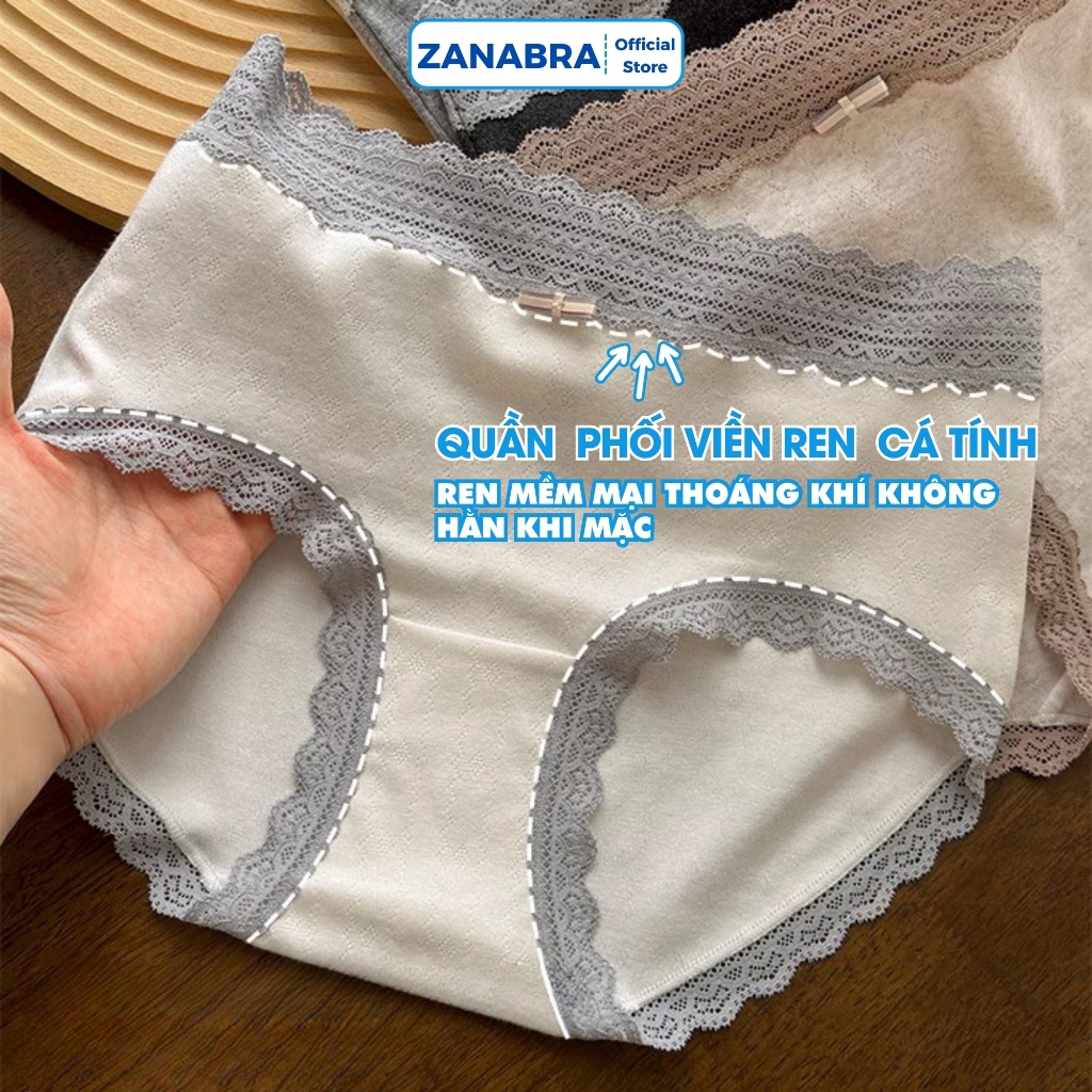 Quần Lót Nữ Cạp Cao Cotton Co Giãn – Quần Chip Nữ Viền Ren Thoáng Mát ZANABRA L5509