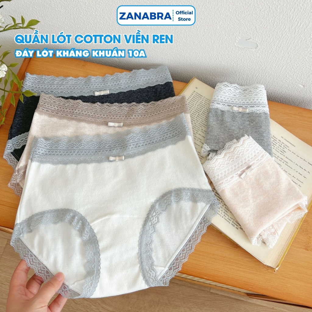Quần Lót Nữ Cạp Cao Cotton Co Giãn – Quần Chip Nữ Viền Ren Thoáng Mát ZANABRA L5509