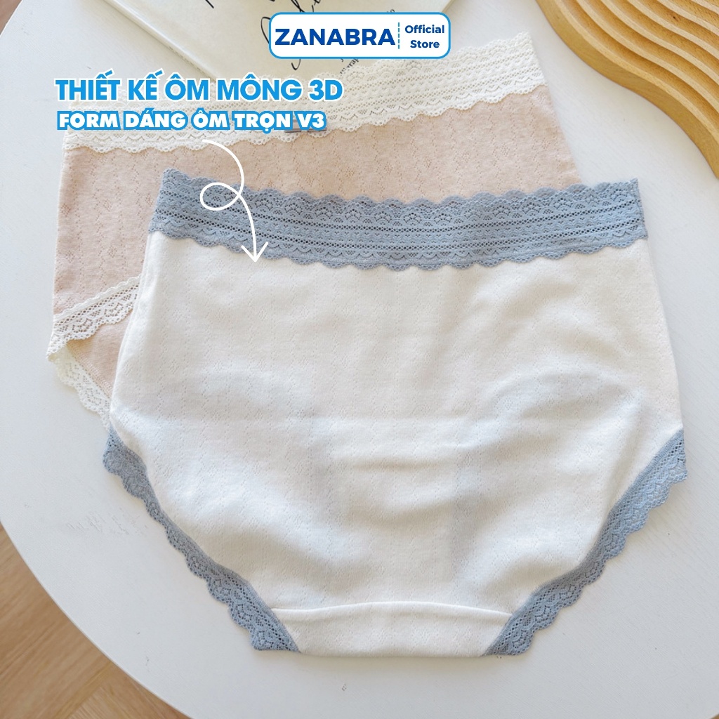 Quần Lót Nữ Cạp Cao Cotton Co Giãn – Quần Chip Nữ Viền Ren Thoáng Mát ZANABRA L5509