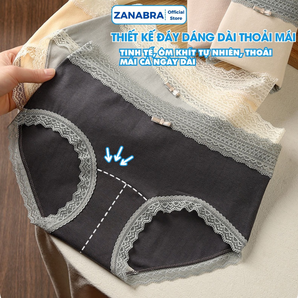 Quần Lót Nữ Cạp Cao Cotton Co Giãn – Quần Chip Nữ Viền Ren Thoáng Mát ZANABRA L5509