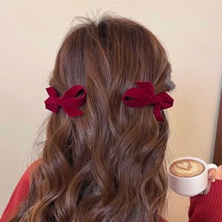 Kẹp Tóc 🍒 Cherry 🍒  Phối Lông Nhung Mềm Mịn Phong Cách Mùa Đông Hàn Quốc