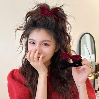 Kẹp Tóc 🍒 Cherry 🍒  Phối Lông Nhung Mềm Mịn Phong Cách Mùa Đông Hàn Quốc