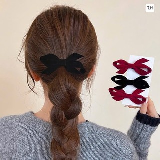 Kẹp Tóc 🍒 Cherry 🍒  Phối Lông Nhung Mềm Mịn Phong Cách Mùa Đông Hàn Quốc