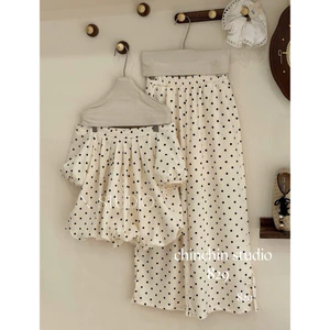 Set váy bồng chấm bi trễ vai