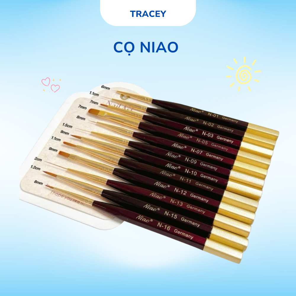 Cọ vẽ nét Niao cán nâu chính hãng, nét siêu mảnh, lông mềm mượt