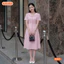 Đầm thiết kế BEMINE cổ thủy thủ đính nơ caro dáng chữ A phù hợp đi làm, đi chơi-B497