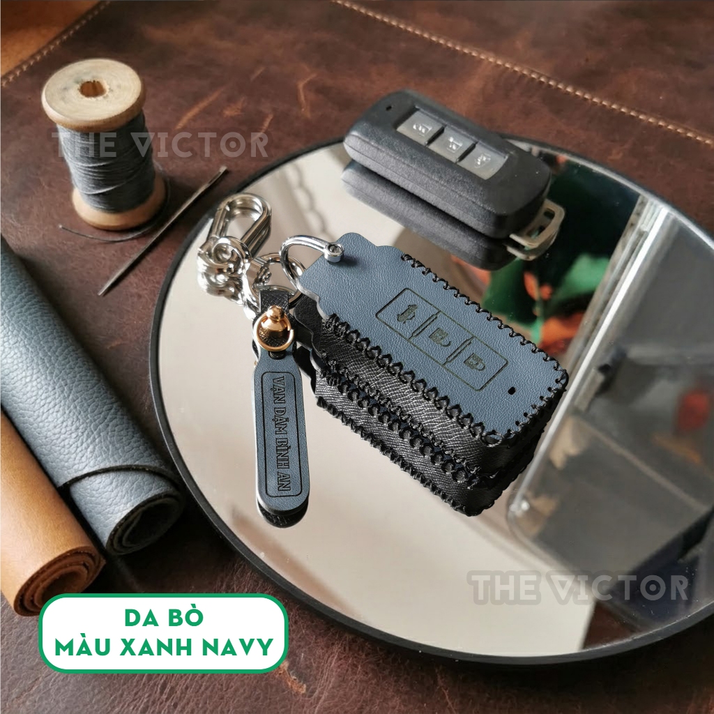 Bao Da Mitsubishi Xpander, Xforce, Outlander,.. (kiểu chìa chữ nhật 2 và 3 nút bấm) - Da bò khâu tay