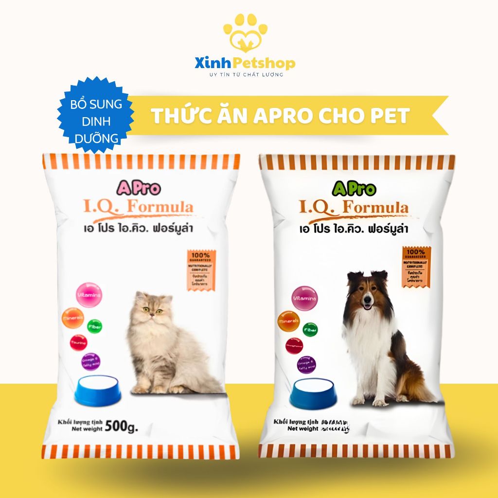 Thức Ăn Hạt Cho Chó Mèo AProt IQ Formula 500g – Dành Cho Mọi Lứa Tuổi, Bổ Sung Vitamin, Taurine, Omega 6