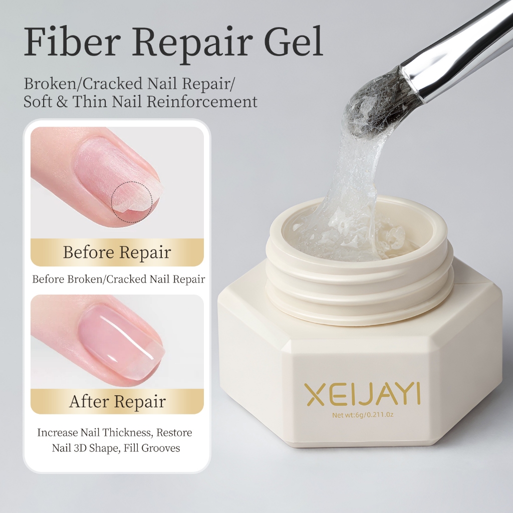 XEIJAYI 6g sợi sửa chữa móng tay mới bị gãy, nứt và lấp đầy bề mặt móng, lâu trôi và không dễ gãy