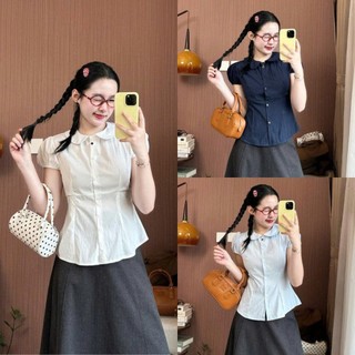 Áo Sơ Mi Nữ Cổ Sen Tay Phồng Dáng Ôm Nhẹ Thanh Lịch Dễ Thương Tôn Dáng Mặc Đi Làm Đi Chơi 247Store SM250
