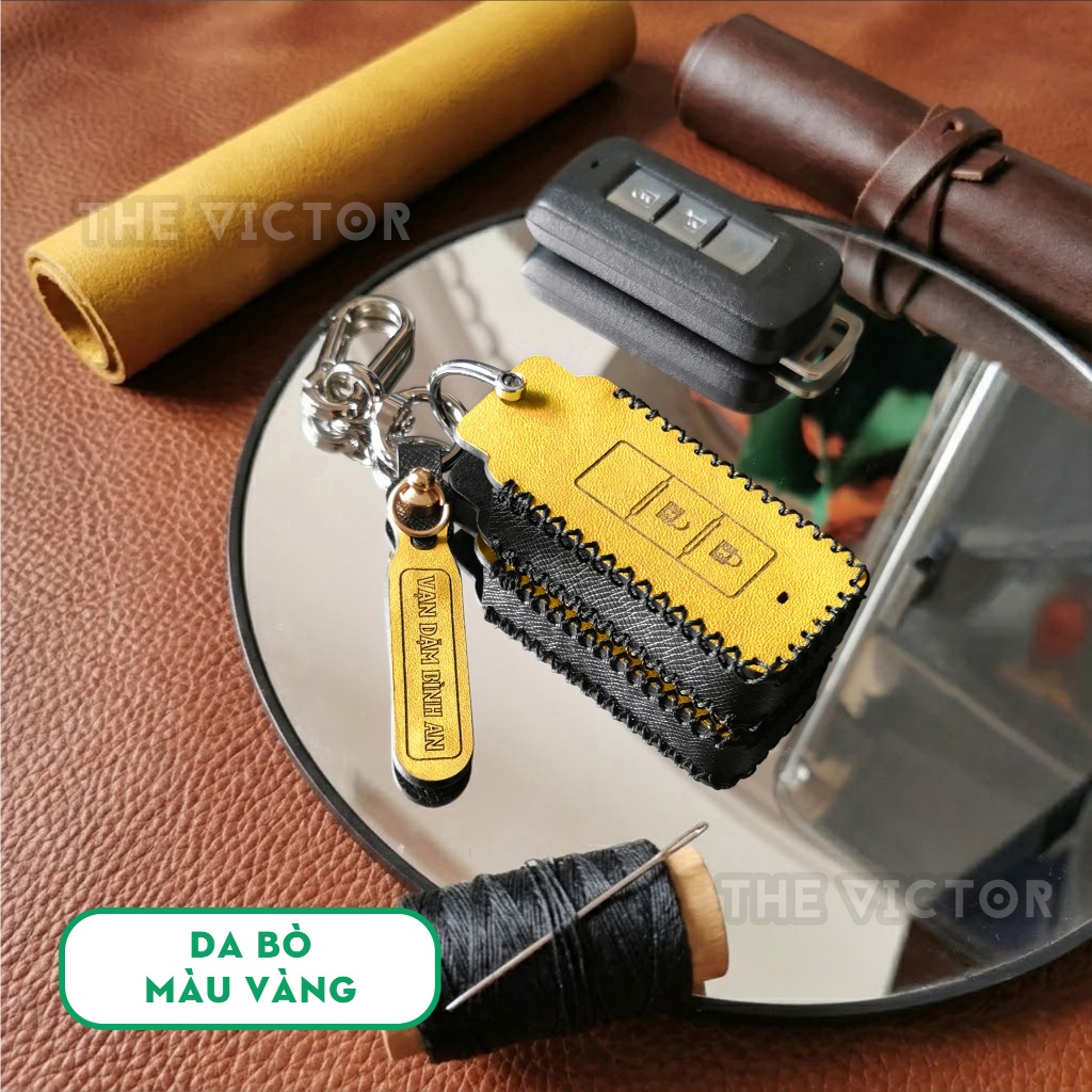 Bao Da Mitsubishi Xpander, Xforce, Outlander,.. (kiểu chìa chữ nhật 2 và 3 nút bấm) - Da bò khâu tay