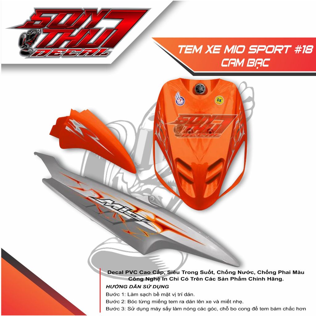 Tem xe Mio Sport #18 (CHẤT LIỆU CAO CẤP - SẮC NÉT - KHÔNG PHAI MÀU)
