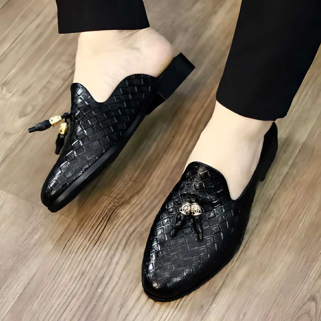 Giầy da hở gót DAVINCIA trẻ trung da mềm thoáng khí, giày sục mùa hè giá rẻ đế cao 3cm chống trơn trượt G2