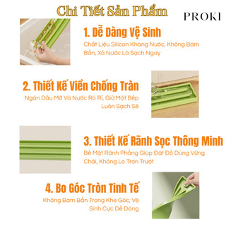 Tấm Lót Gác Vung Thớt Proki Tấm Lót Thoát Nước Chất Liệu Silicone Dài 40-45cm, Phụ Kiện Trang Trí Phòng Bếp