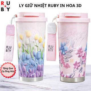 Ly Giữ Nhiệt RUBY In Hoa 3D RB-HS500 – Inox 316 Cao Cấp, Dung Tích 500ml, Giữ Nhiệt 6–8h