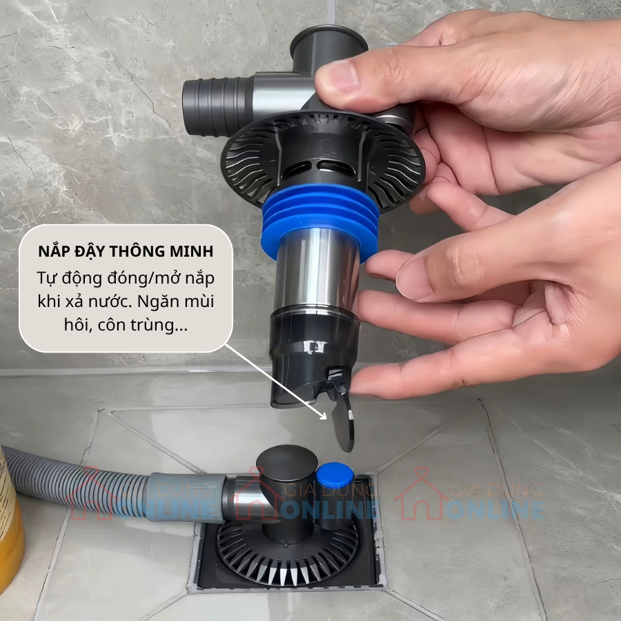 Bộ xả sàn thoát nước 3 nhánh trong 1 cho máy giặt, chậu rửa, lọc nước chống tràn ngăn mùi hôi...