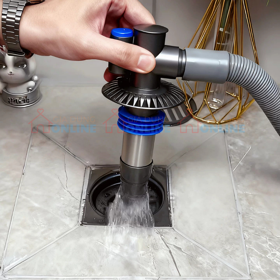 Bộ xả sàn thoát nước 3 nhánh trong 1 cho máy giặt, chậu rửa, lọc nước chống tràn ngăn mùi hôi...