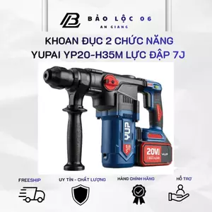 MÁY KHOAN ĐỤC 2 CHỨC NĂNG YUPAI YP20- H35A , LỰC ĐẬP 7J , chân pin phổ thông