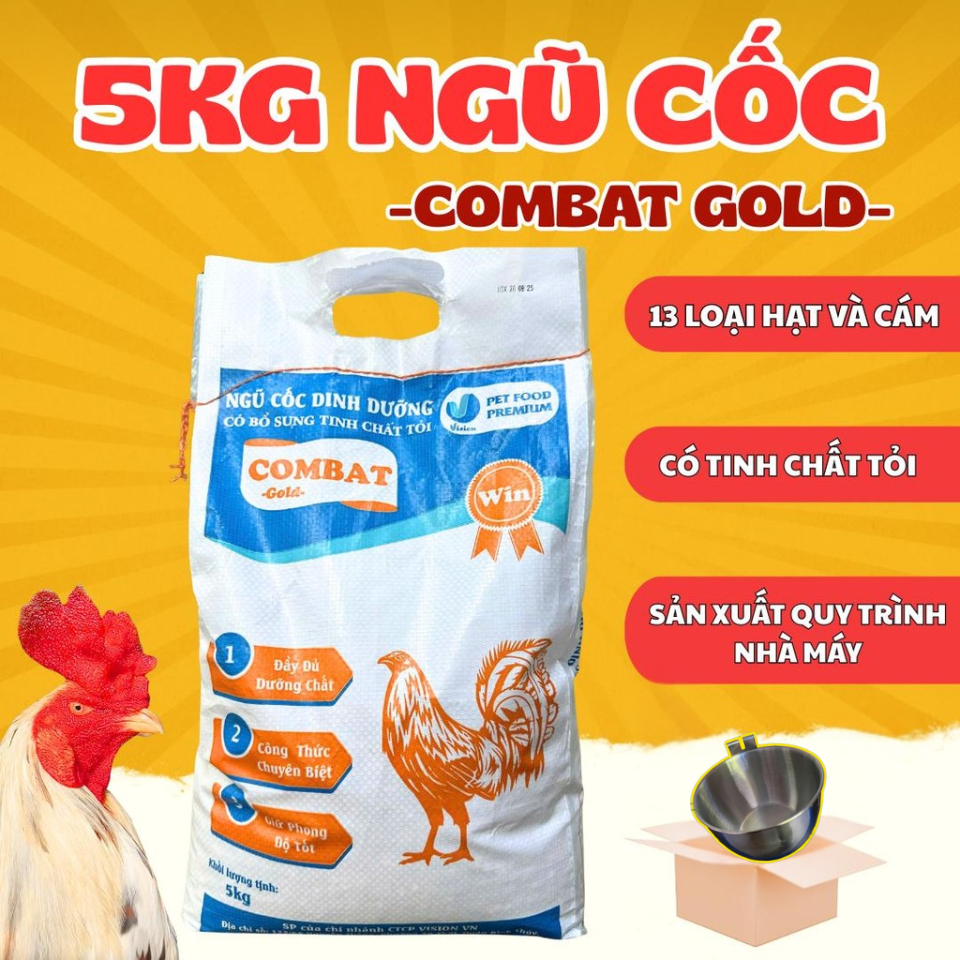 5kg Ngũ Cốc COMBAT Gold 13 loại hạt cao cấp - Đầy đủ dinh dưỡng, mau lên tay dành cho gà, gia súc.