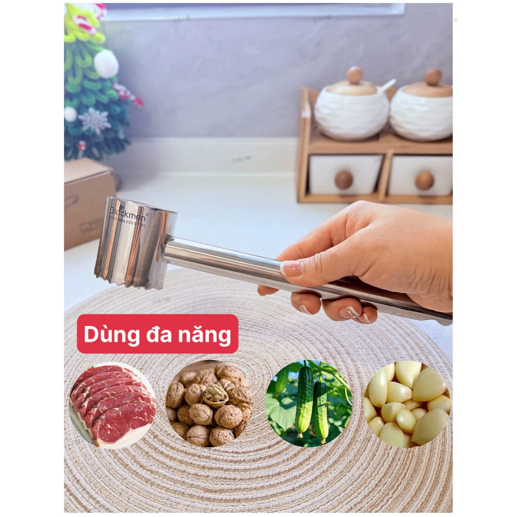 Búa Dần Thịt Dụng Cụ Dần Thức Ăn Đồ Gĩa Hành Tỏi Inox 304