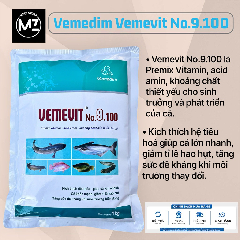 Vemevit No. 9.100 Khoáng-Vitamin-Axit amin cho cá, gói (1Kg) Vemedim