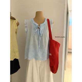 𝐏𝐡𝐢𝐞𝐧 𝐖𝐆𝐖𝐄 | (Sẵn) w9043 Áo Thô Boy Sát Nách Bèo Ren 3 Màu Trơn