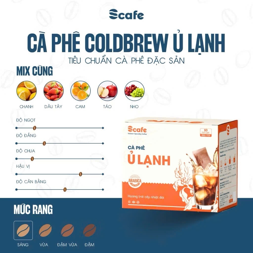 U69_[ KÈM QUÀ] Cà phê Ủ Lạnh Cold Brew Scafe Việt Nam ARABICA Hộp 10Túi x 20Ga