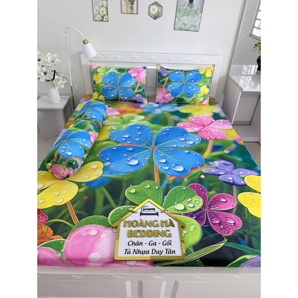 ga thun lạnh Ý 5D cao cấp CỎ 3 LÁ , dày dặn mịn mát (VỎ GỐI ÔM DÂY KÉO)