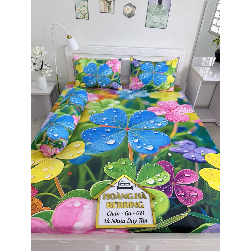 ga thun lạnh Ý 5D cao cấp CỎ 3 LÁ , dày dặn mịn mát (VỎ GỐI ÔM DÂY KÉO)