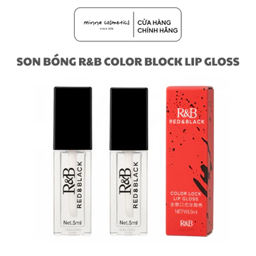 Son Bóng Không Màu R&B Red & Black, Khóa Màu Son, Dưỡng Ẩm, Hiệu Ứng Môi Căng Mọng