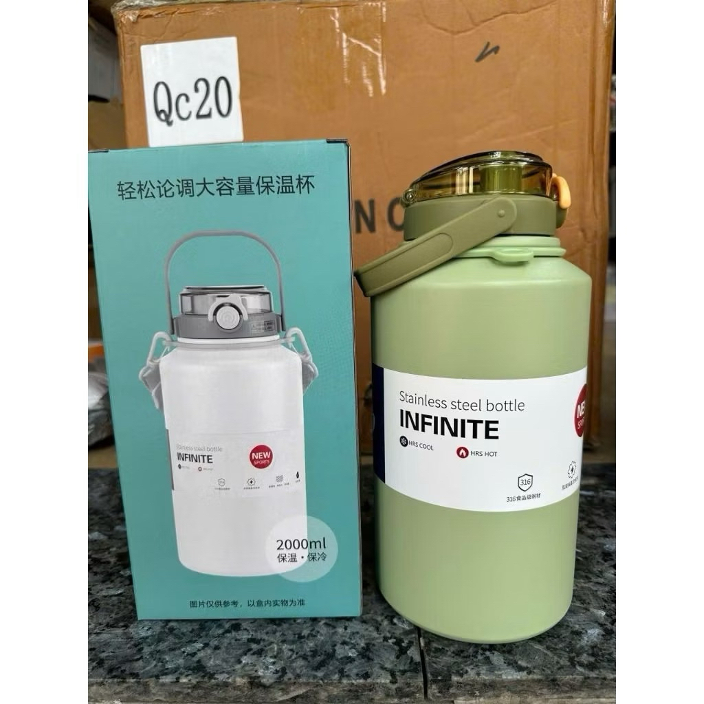 👉 Bình Giữ Nhiệt Inox 316 2L Cao Cấp Giữ Nóng Lạnh Lâu Có Ống Hút 2in1 Bình Nước Thể Thao