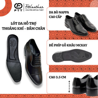 Giày da nam Oxford Captoe công sở da bò non chính hãng FttLeather, giày tây cao cấp đế phíp gỗ F0302