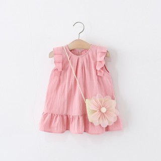 Váy bé gái babydoll tai thỏ 9th-4 tuổi phong cách Hàn Quốc tặng kèm túi D1290 Bí Ngô Nhỏ