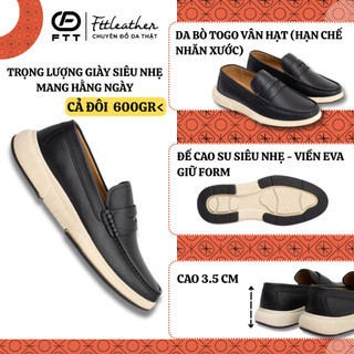 Giày lười nam da bò cao cấp FTT Leather, giày mọi đế nhẹ đi êm chân mang hằng ngày thoải mái F904