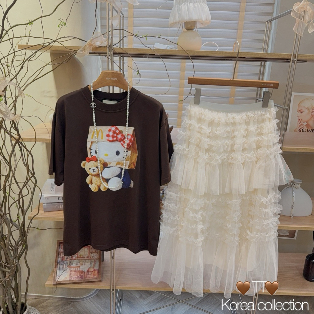 ( Sale ) Áo phông kitty nâu