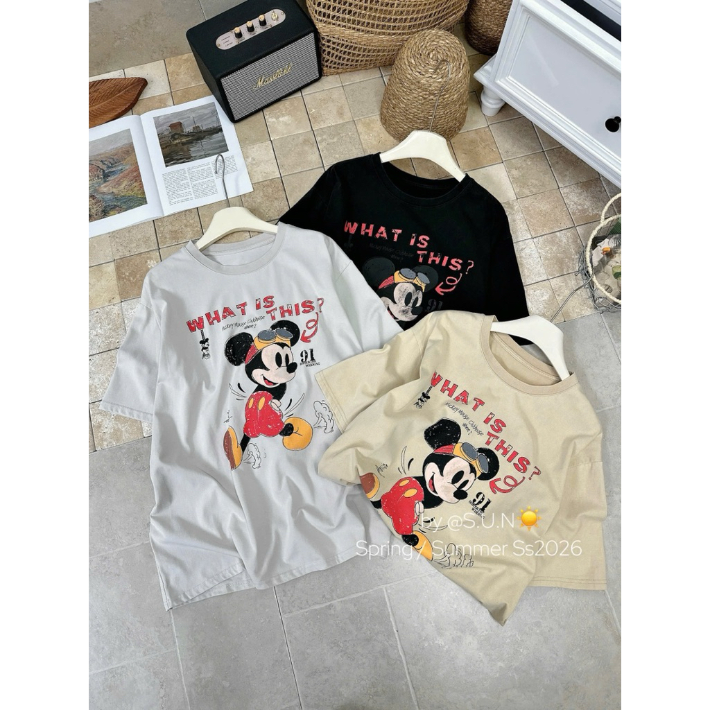 Áo phông mickey chữ siuu xinh