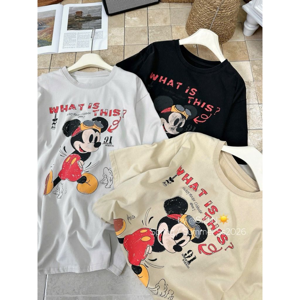 Áo phông mickey chữ siuu xinh
