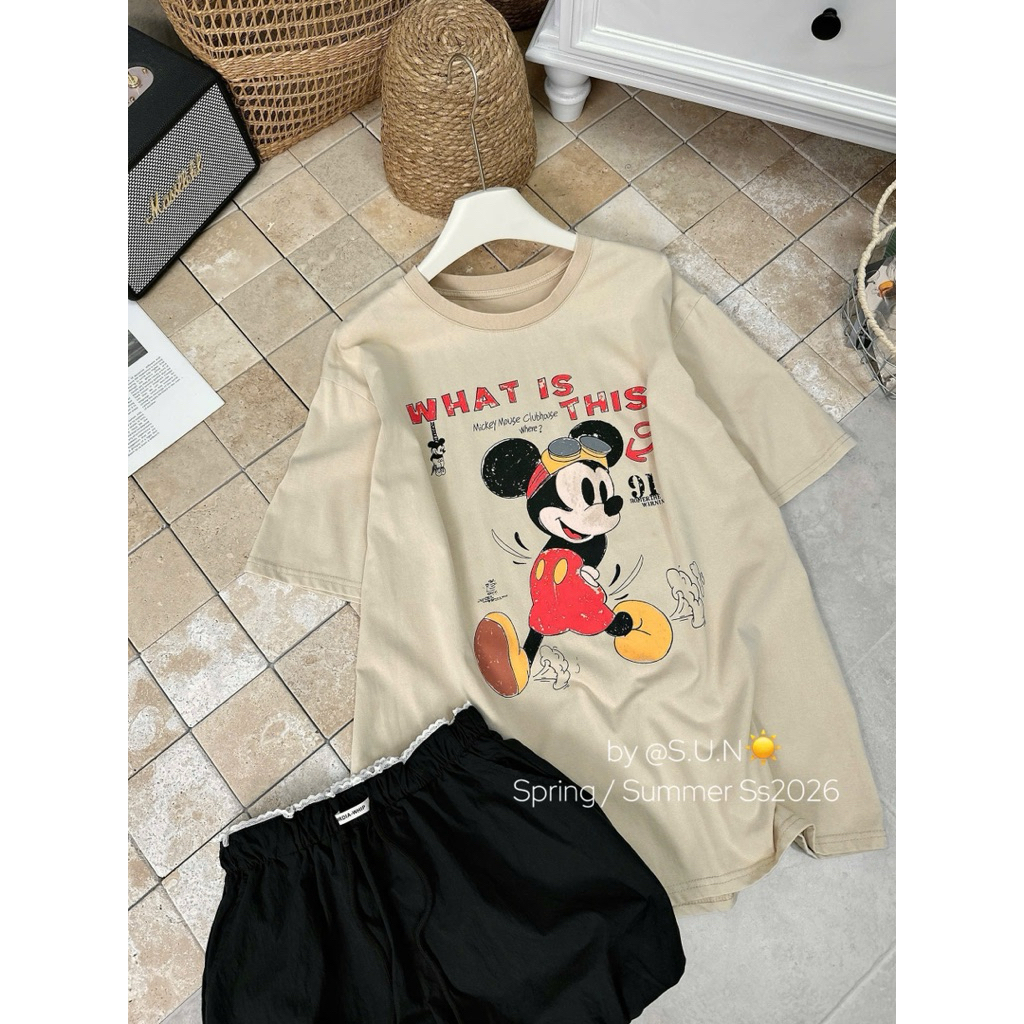 Áo phông mickey chữ siuu xinh