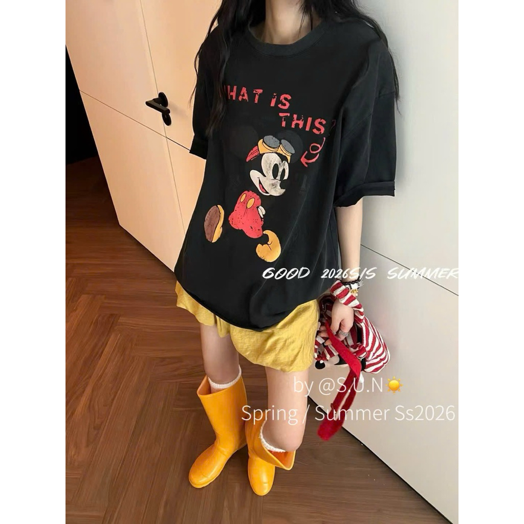 Áo phông mickey chữ siuu xinh