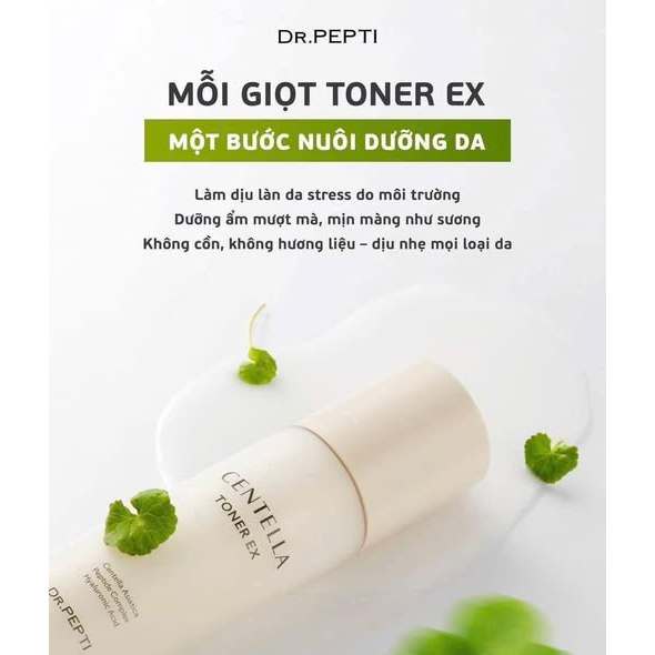 Nước Hoa Hồng Dưỡng Da Cấp Ẩm, Căng Bóng Dr.Pepti Centella Toner Ex 180ml-ThyLee